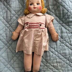 Charming Blonde Doll with Pink Dress